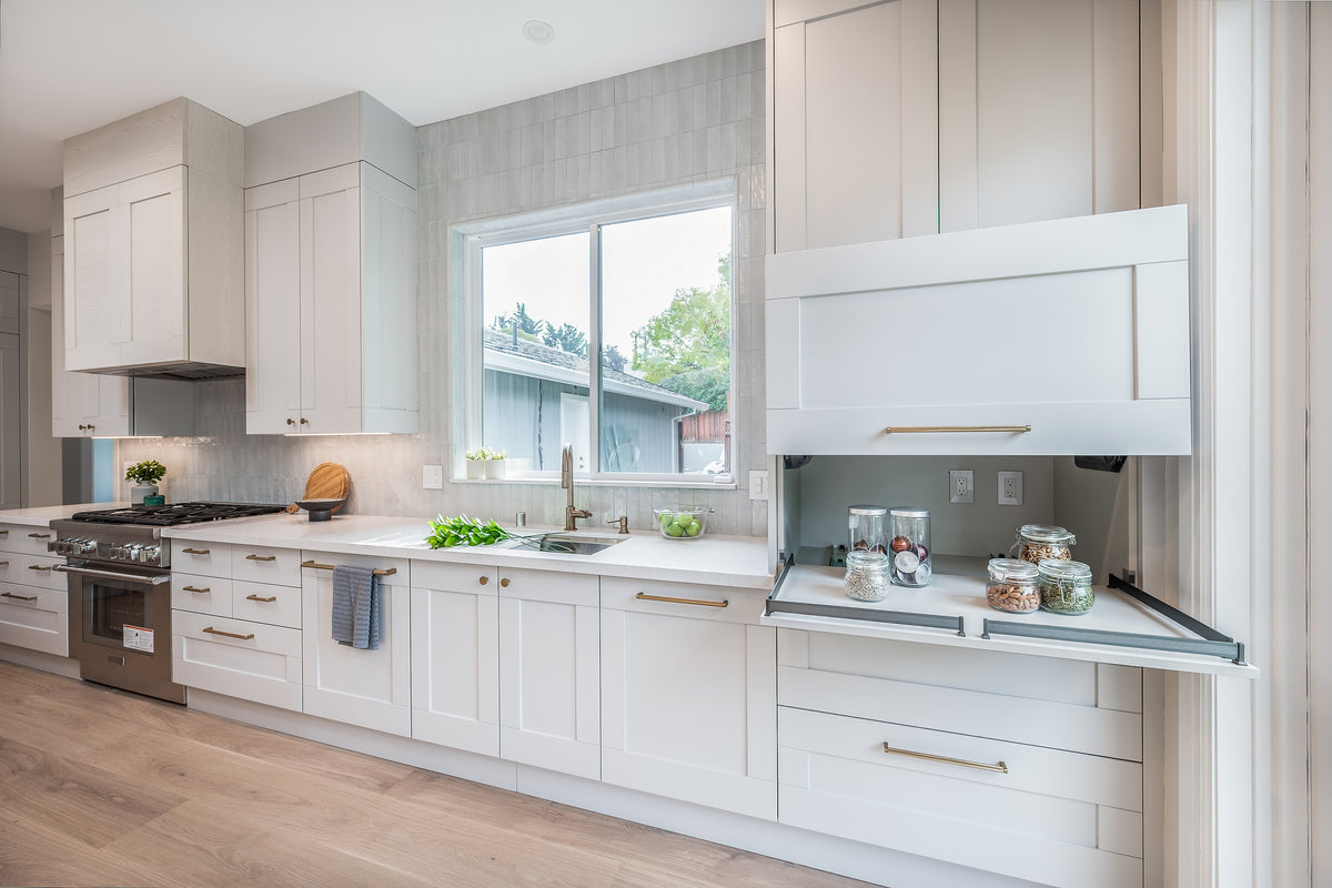 Traditional Shaker Style Cabinetry With Modern Hidden Pull Out Storage Kitchen Remodel by Bay Area Cabinetry project photo